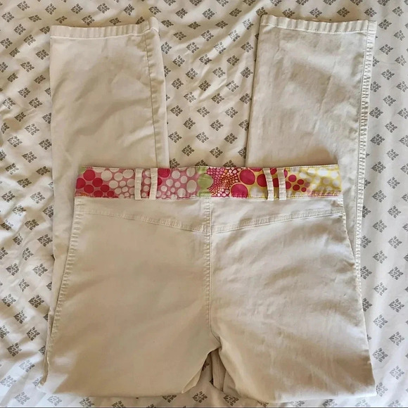 Escada Funky 90s Vintage White Polkadot Bootcut Jeans Y2K Womens Cotton Pants 44 - Picture 9 of 16